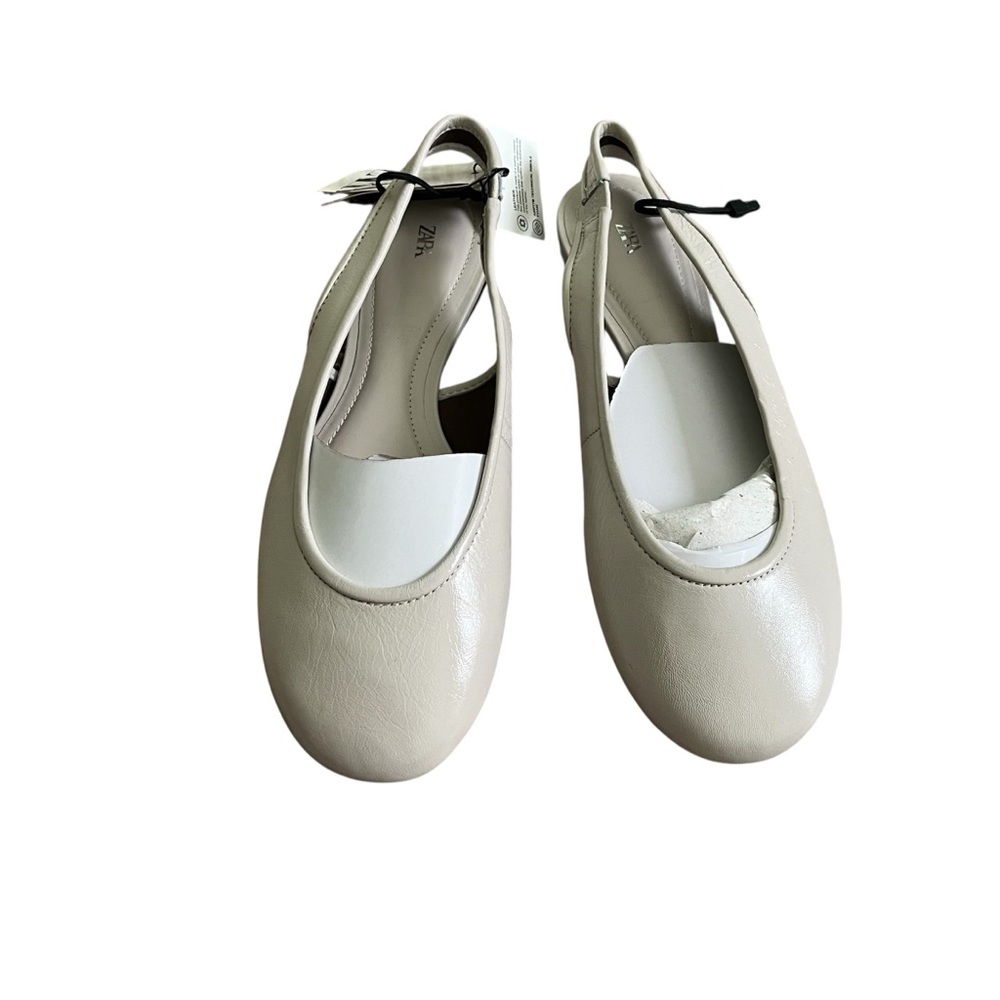 Zara Leather Slingback Ballet Flats White | Eco-Friendly | Sheep Leather Size 8 - Picture 5 of 9